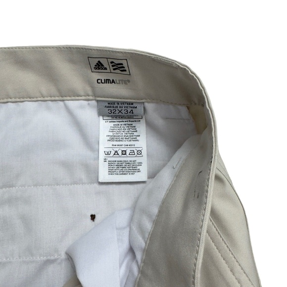 Adidas Climalite Golf Pants Mens 32 x 34 Light Tan Chino Flat Front - Picture 6 of 7